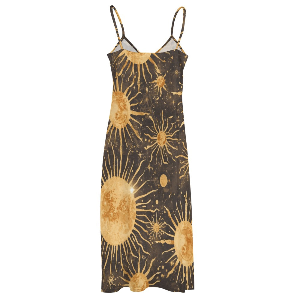 Golden Solar Reverie Sling Ankle Long Dress
