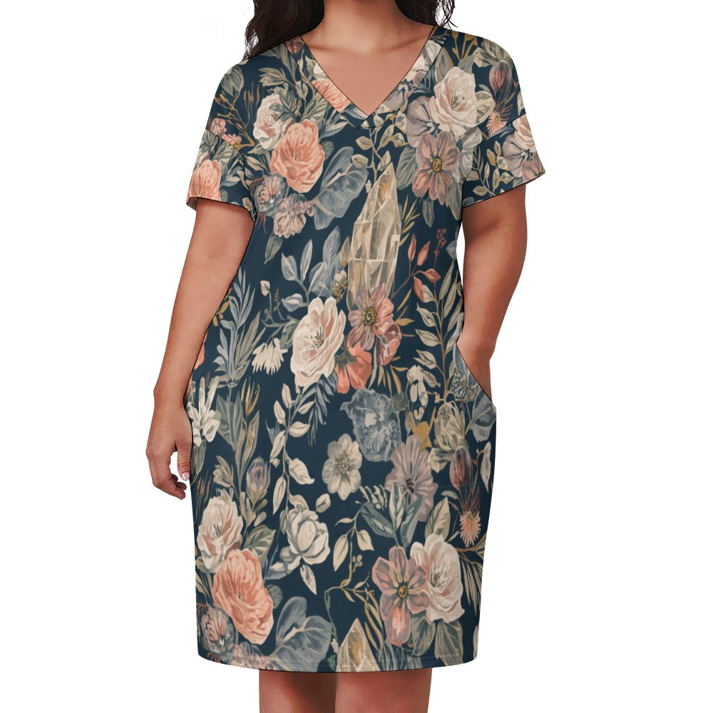 Midnight Crystal Garden Loose pocket dress