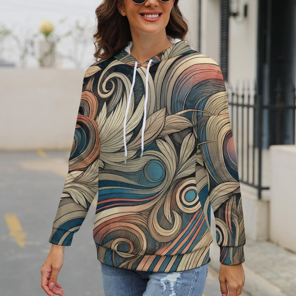 Celestial Baroque Whirl Dropped Sleeve Hoodie