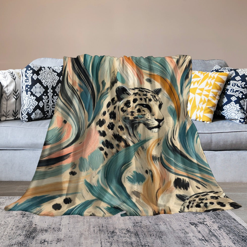 Wild Bloom Abstract Leopard Ultra-Soft Flannel Blanket Multiple Sizes