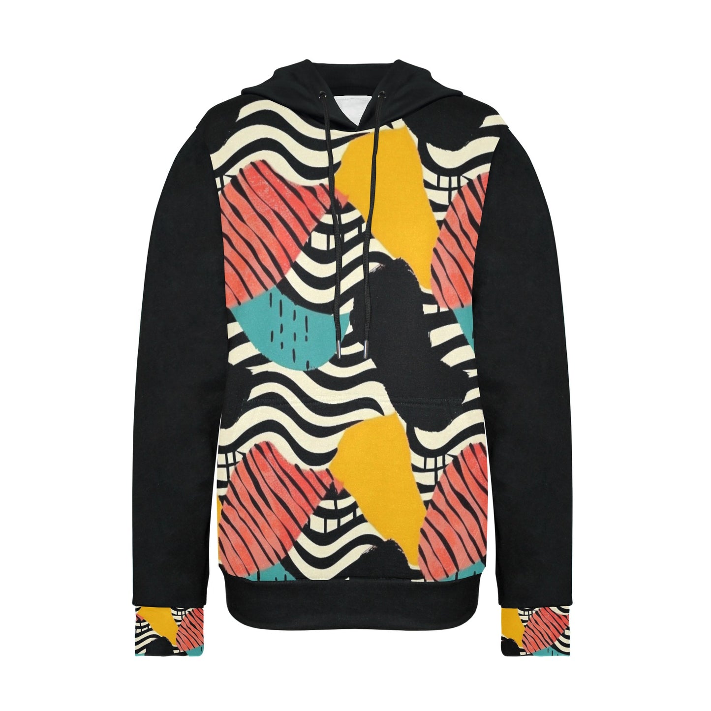 Waves of motion Black Women's Long Sleeve Fleece Hoodie new