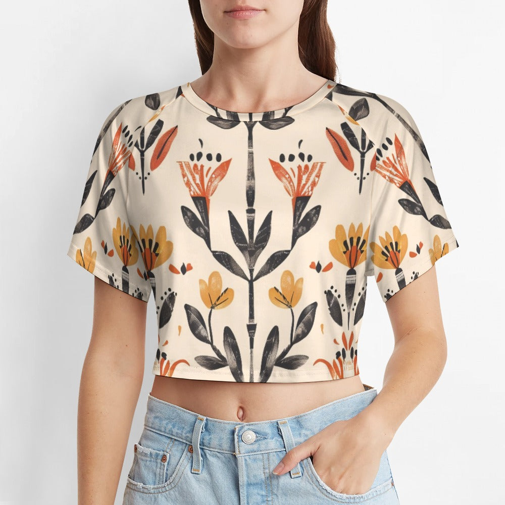 Folk Ember Bloom Short sleeved navel exposed T-shirt