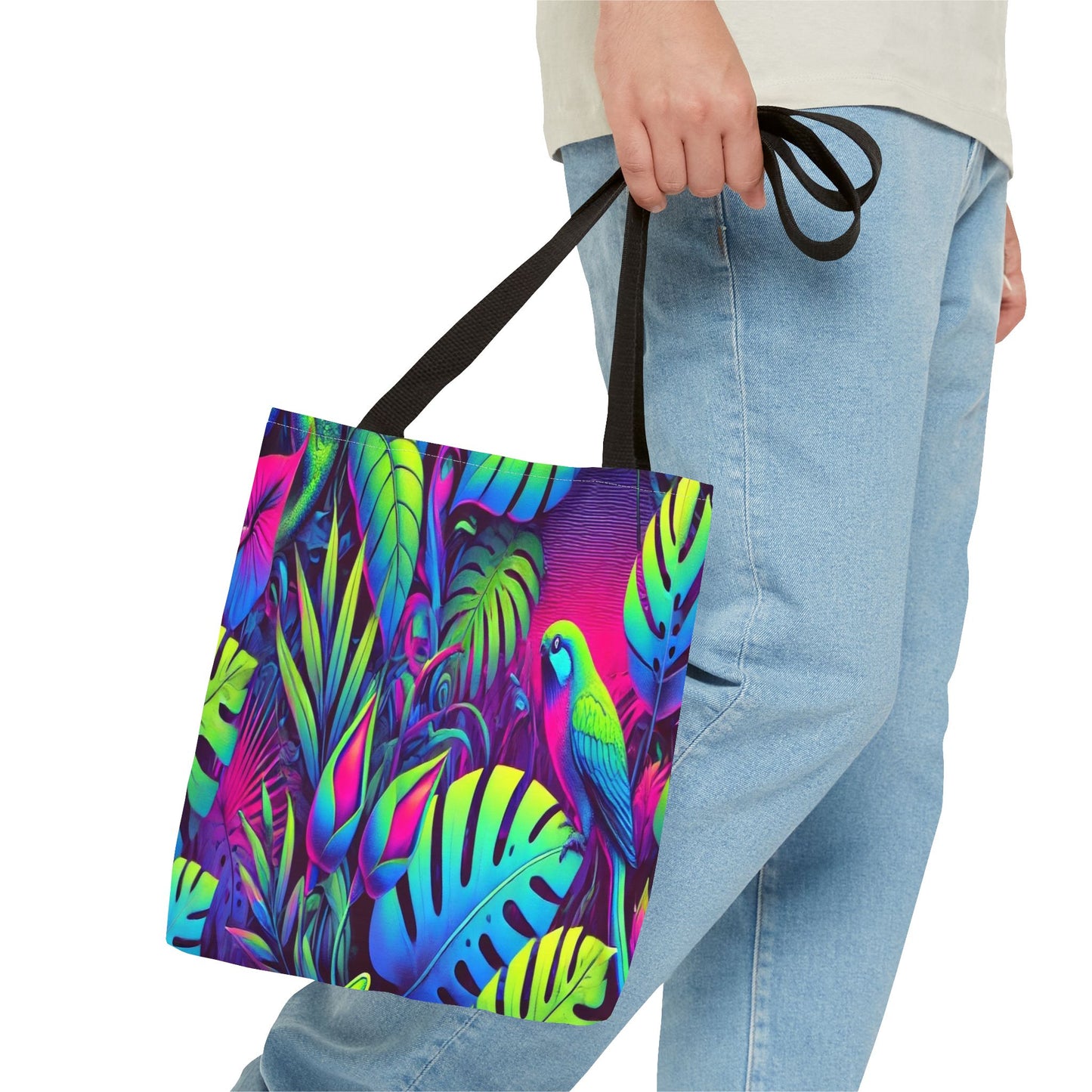 Colorful Tropical Tote Bag, Beach Bag, Eco-Friendly Shopping Carryall, Summer Vibes, Gift for Nature Lovers