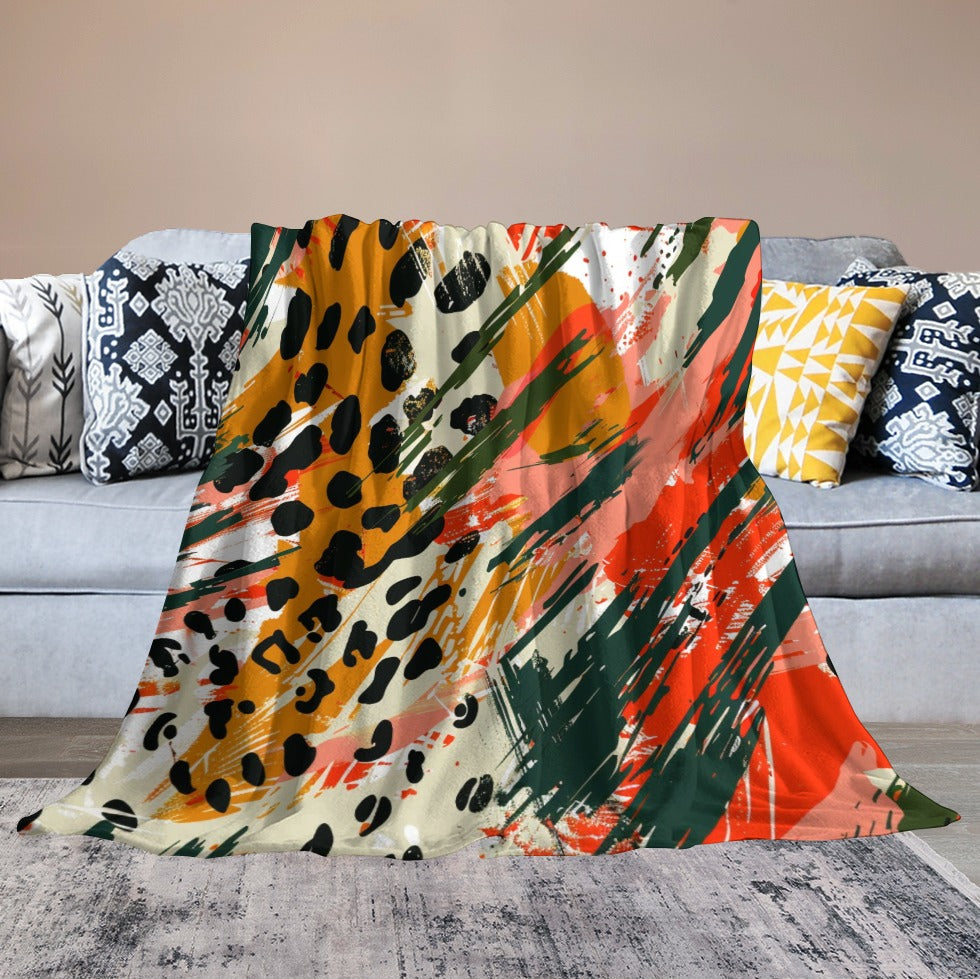Wild Fusion – Abstract Animal Print Energy Ultra-Soft Flannel Blanket Multiple Sizes