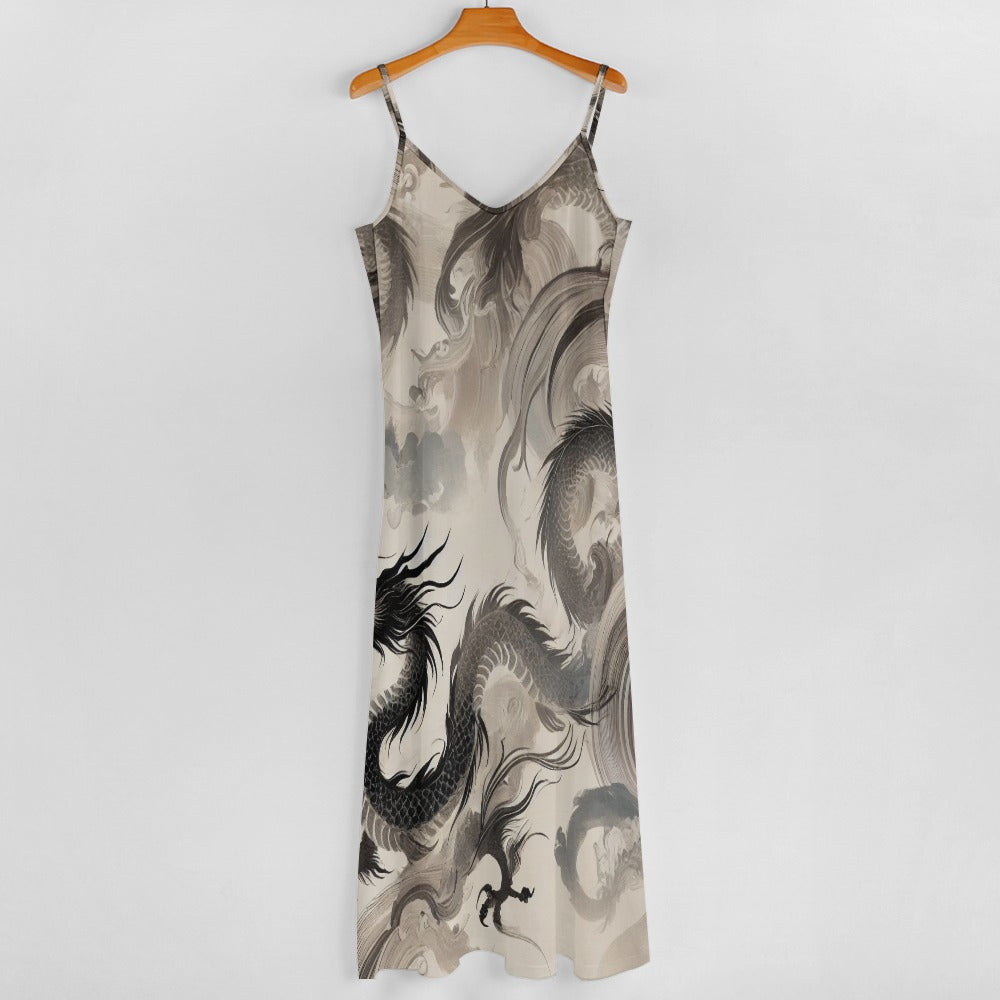 Whispers of the Celestial Dragon Sling Ankle Long Dress