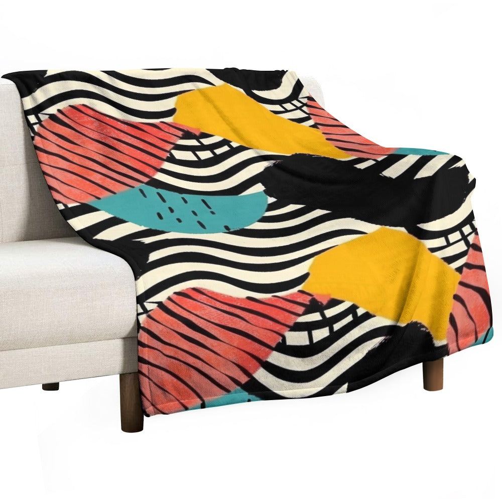 Waves of colour and motion Ultra-Soft Flannel Blanket Multiple Sizes