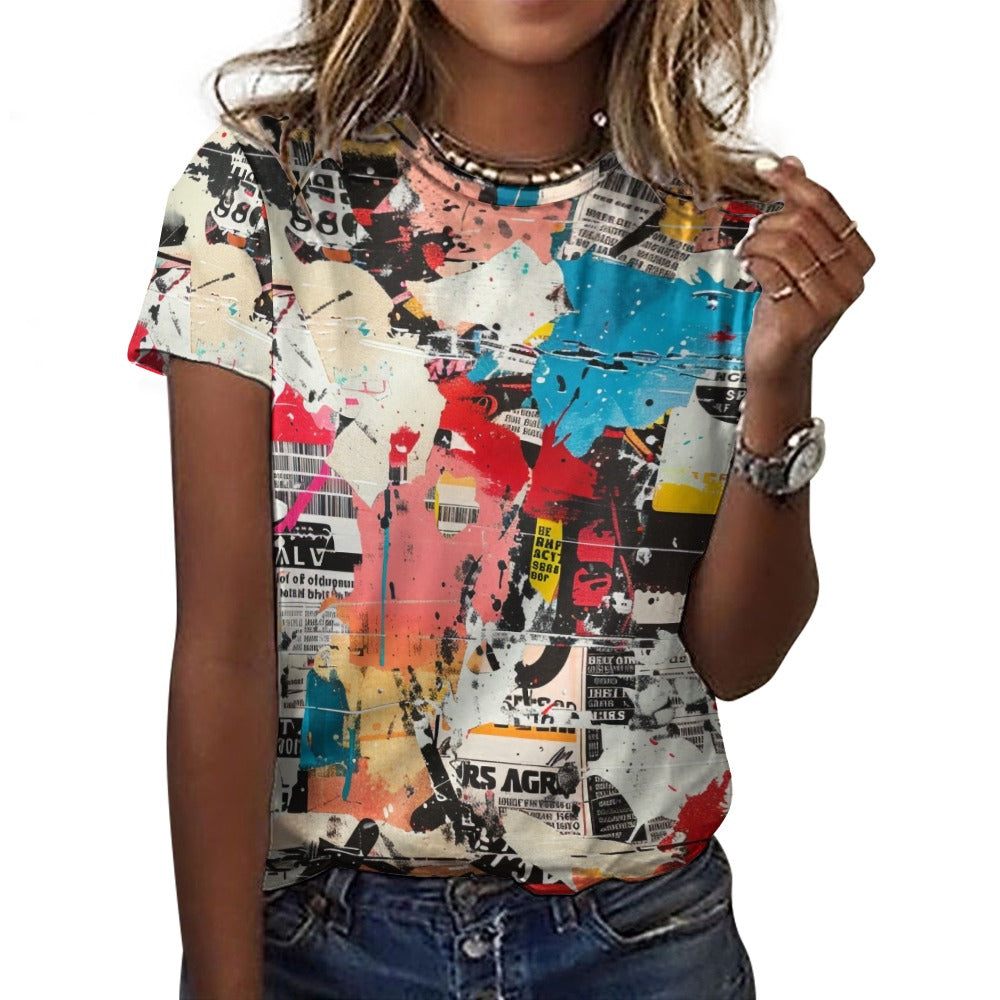 Urban Riot Collage Women's 100% Cotton T-Shirt