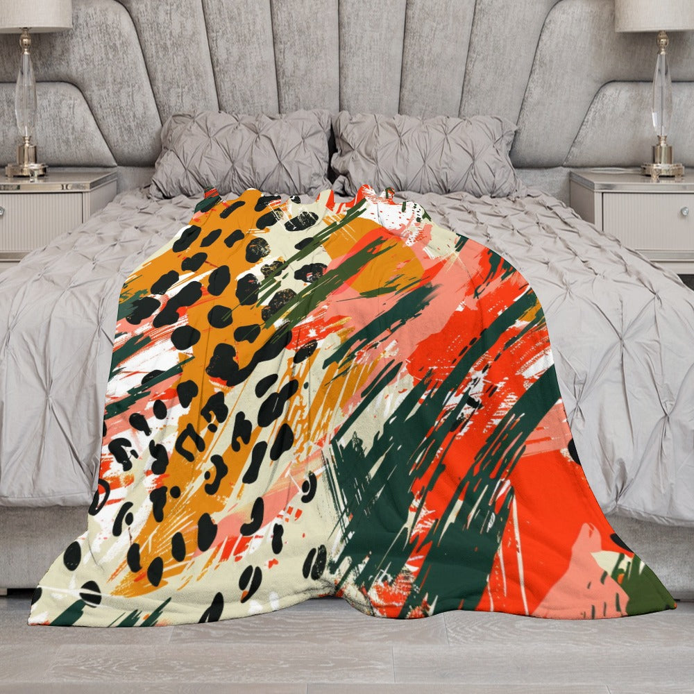 Wild Fusion – Abstract Animal Print Energy Ultra-Soft Flannel Blanket Multiple Sizes