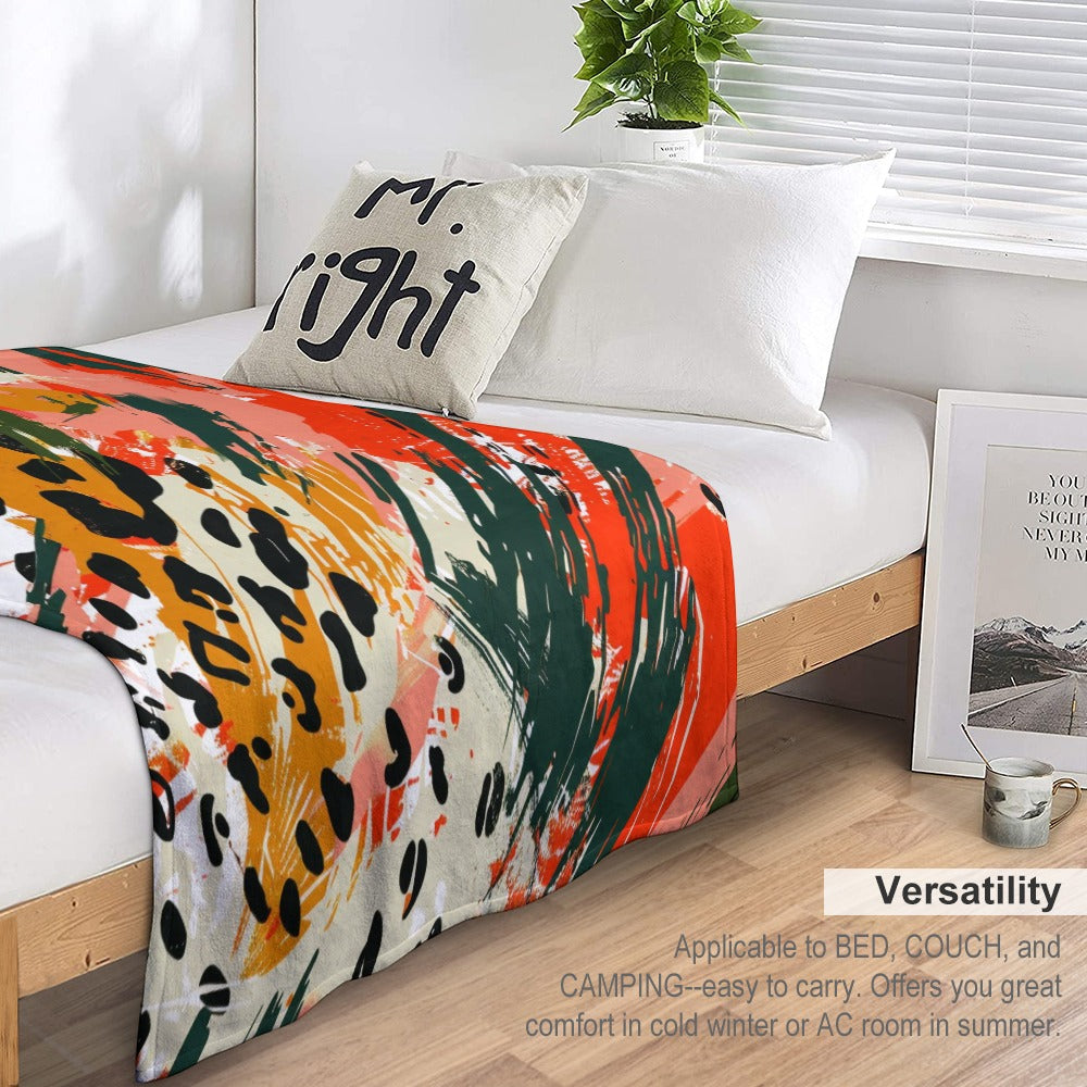 Wild Fusion – Abstract Animal Print Energy Ultra-Soft Flannel Blanket Multiple Sizes