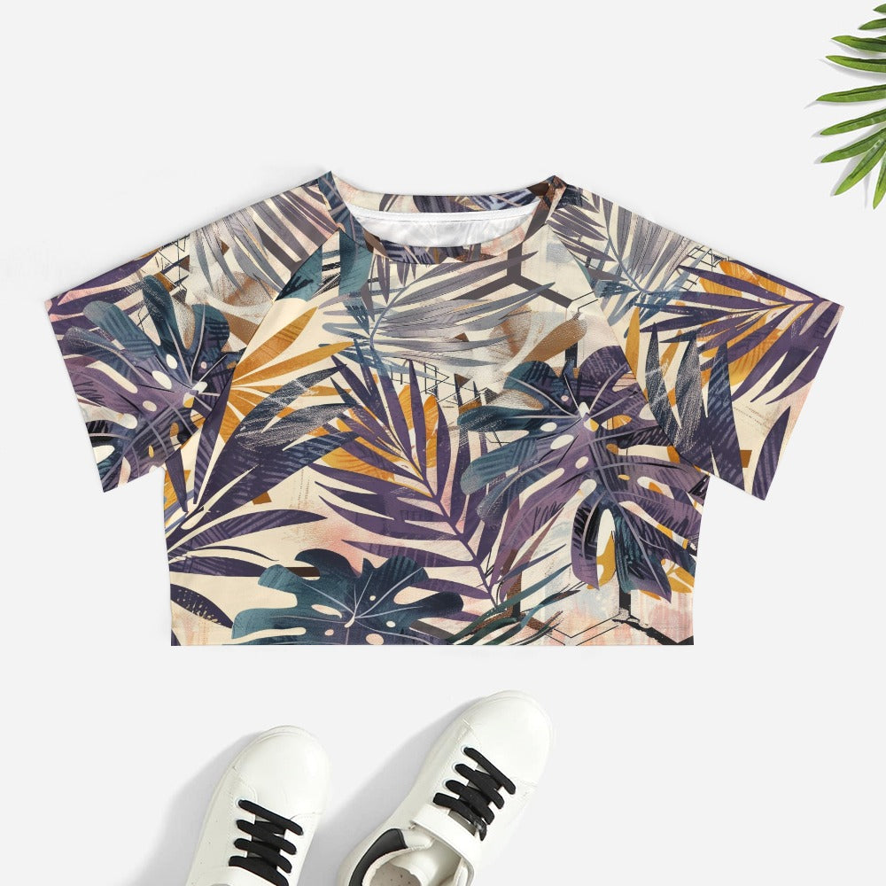 Tropical Mirage Short sleeved navel exposed T-shirt
