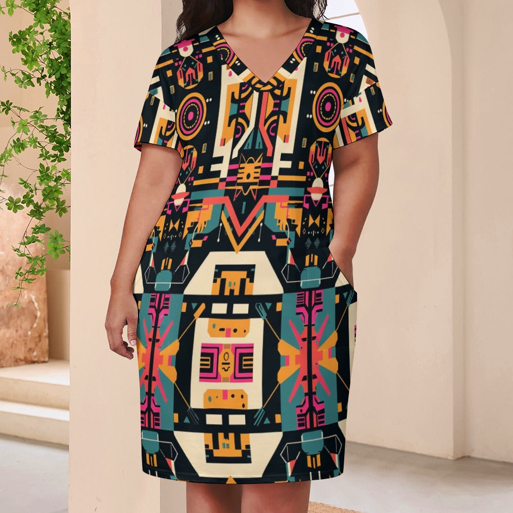 Neo-Tribal Circuitry Loose pocket dress