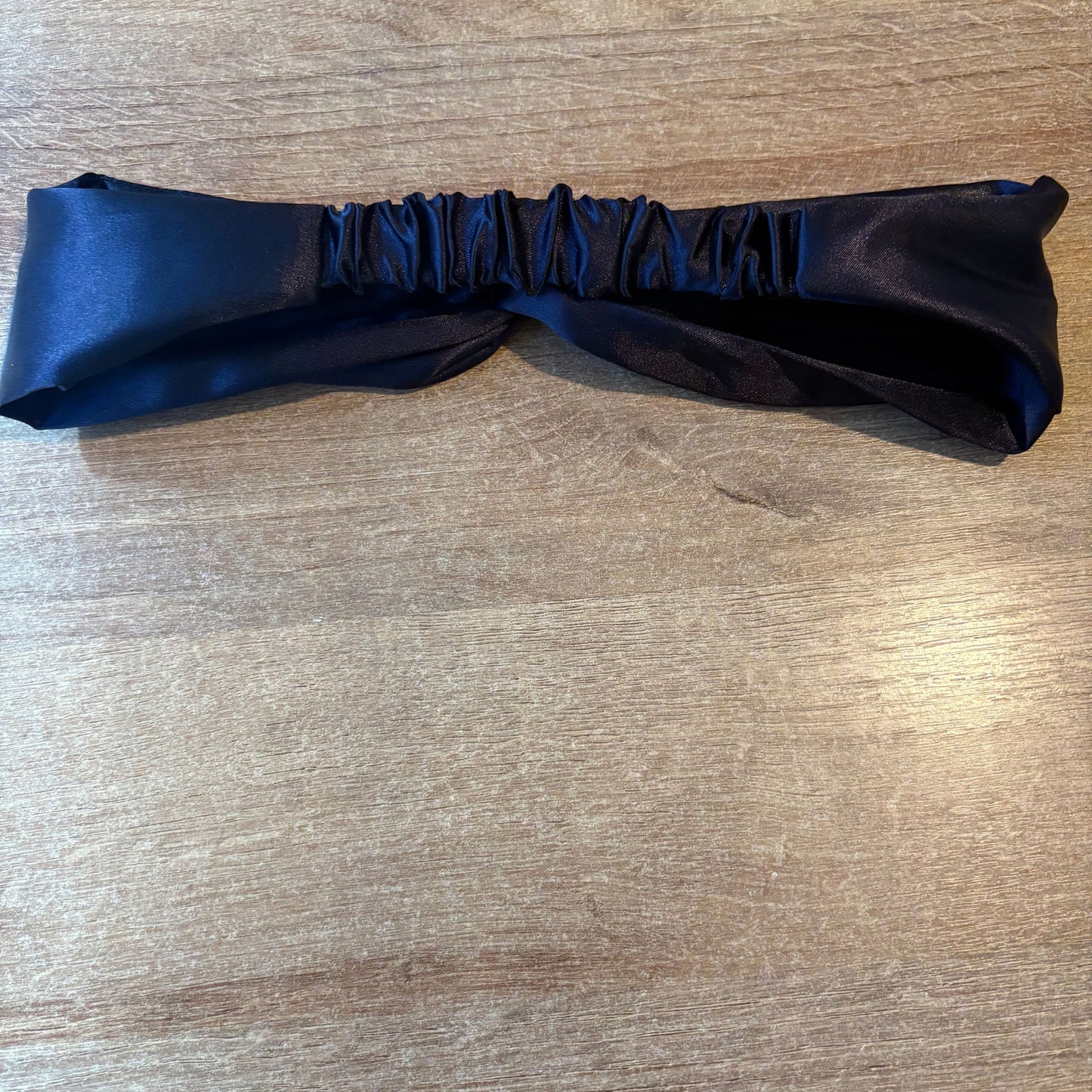 Handmade Criss-Cross Silky Satin Headband – Colour: #807269 (Navy Blue)