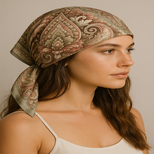 Ornate Bloom 100% Silk Bandana
