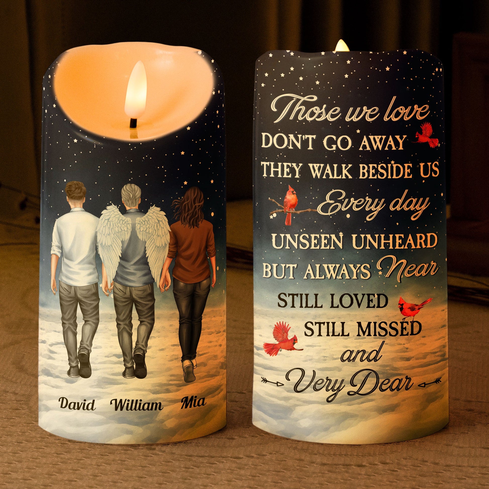Personalized LED Memorial Candle with touching 'Those We Love' message, a comforting keepsake.