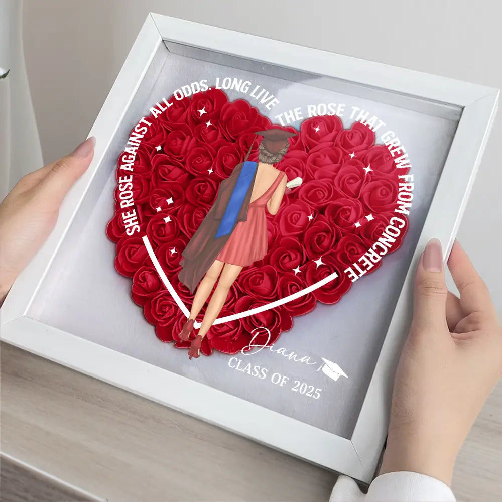 Personalized flower shadow box with red heart and couple silhouette, 'To My Love' message, unique gift for her