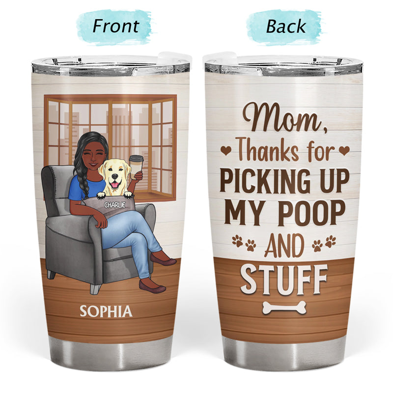 Custom Dog Mom Tumbler, Stainless Steel, unique gift with illustration and message