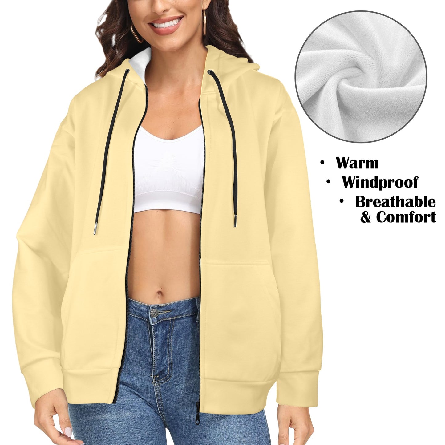 Soft Buttercream Women's Fleece Full-Zip Hoodie