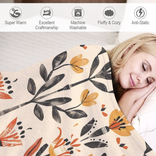 Folk Ember Bloom Ultra-Soft Flannel Blanket Multiple Sizes