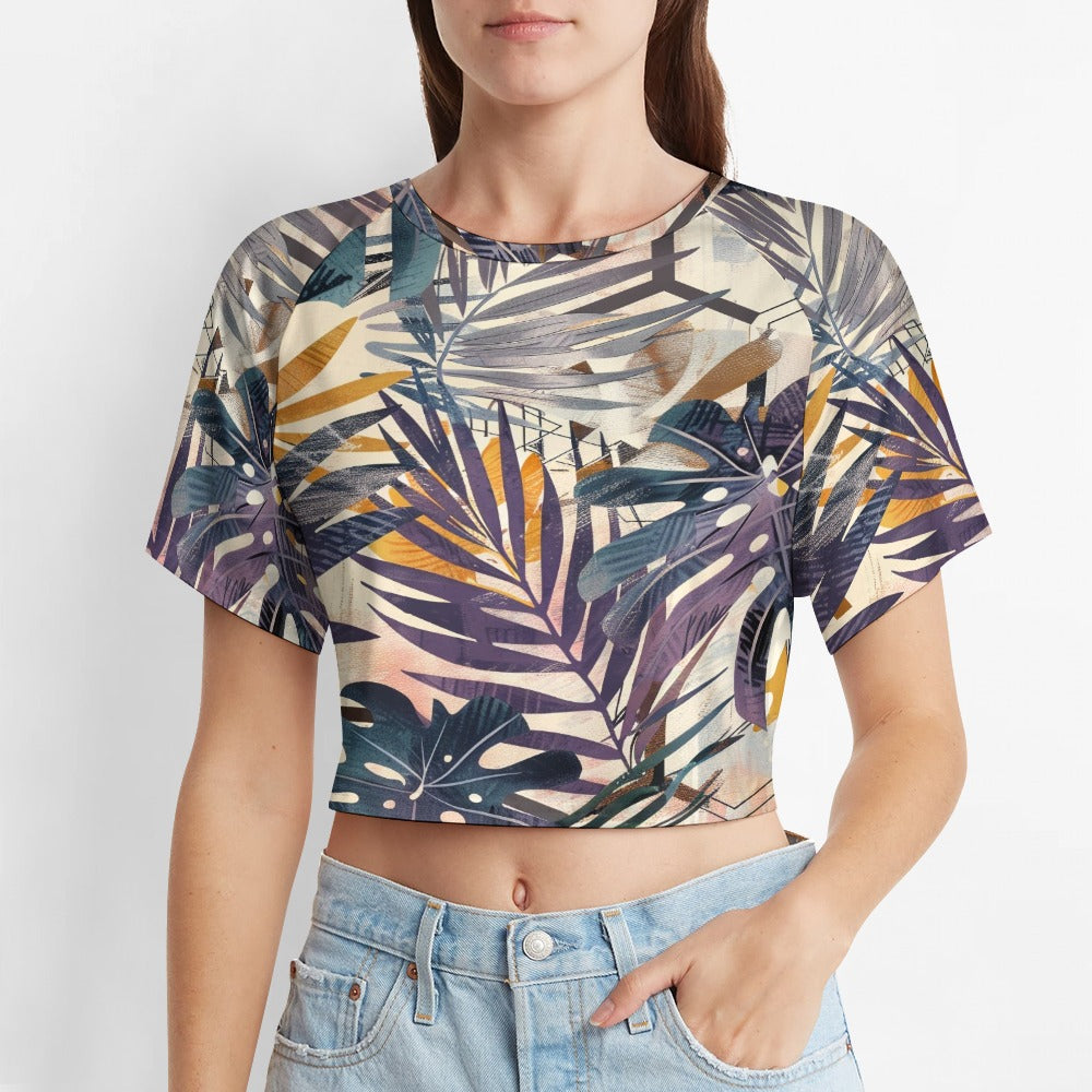 Tropical Mirage Short sleeved navel exposed T-shirt