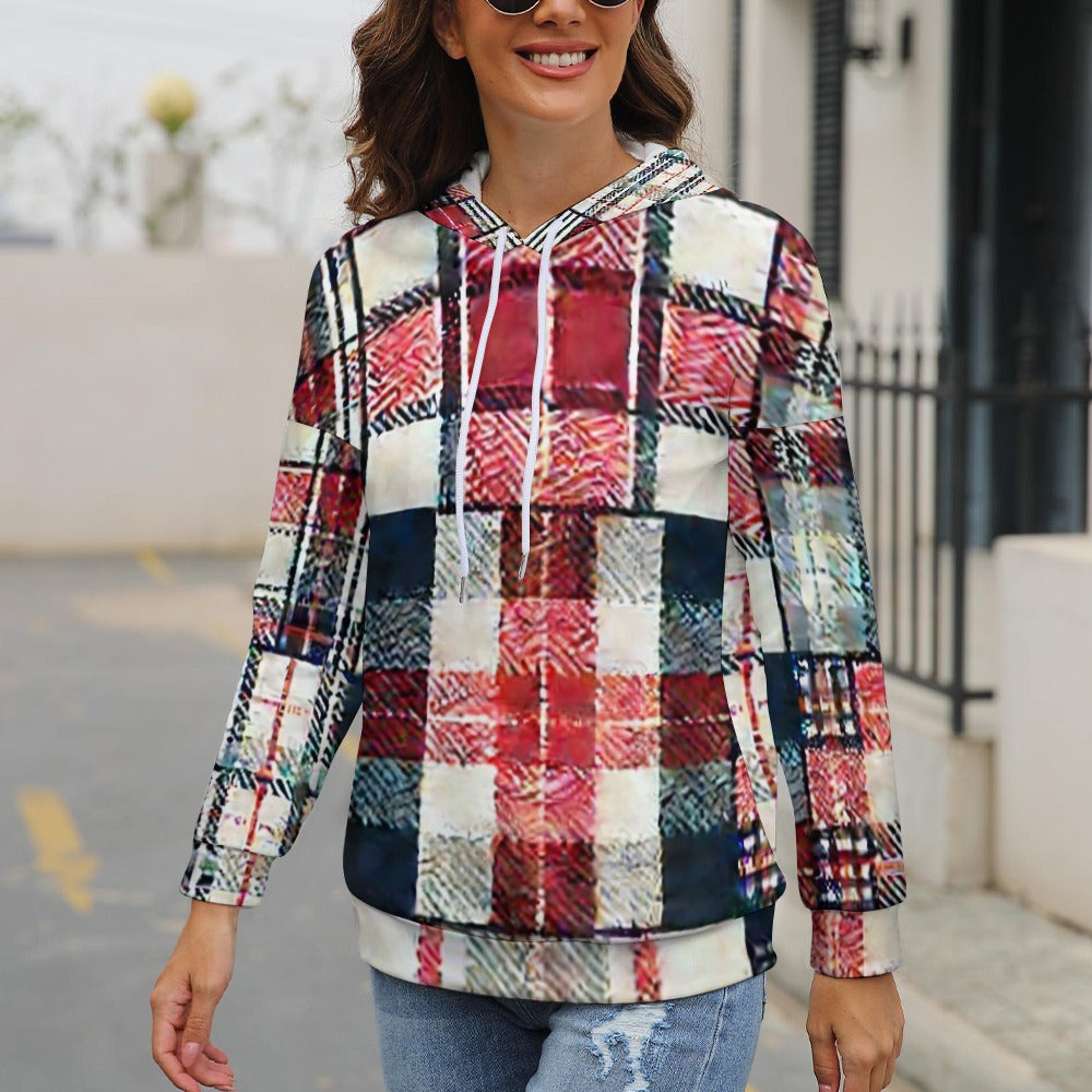 Retro Picnic Grid Dropped Sleeve Hoodie