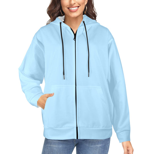 Sky Blue Pastel Women's Fleece Full-Zip Hoodie