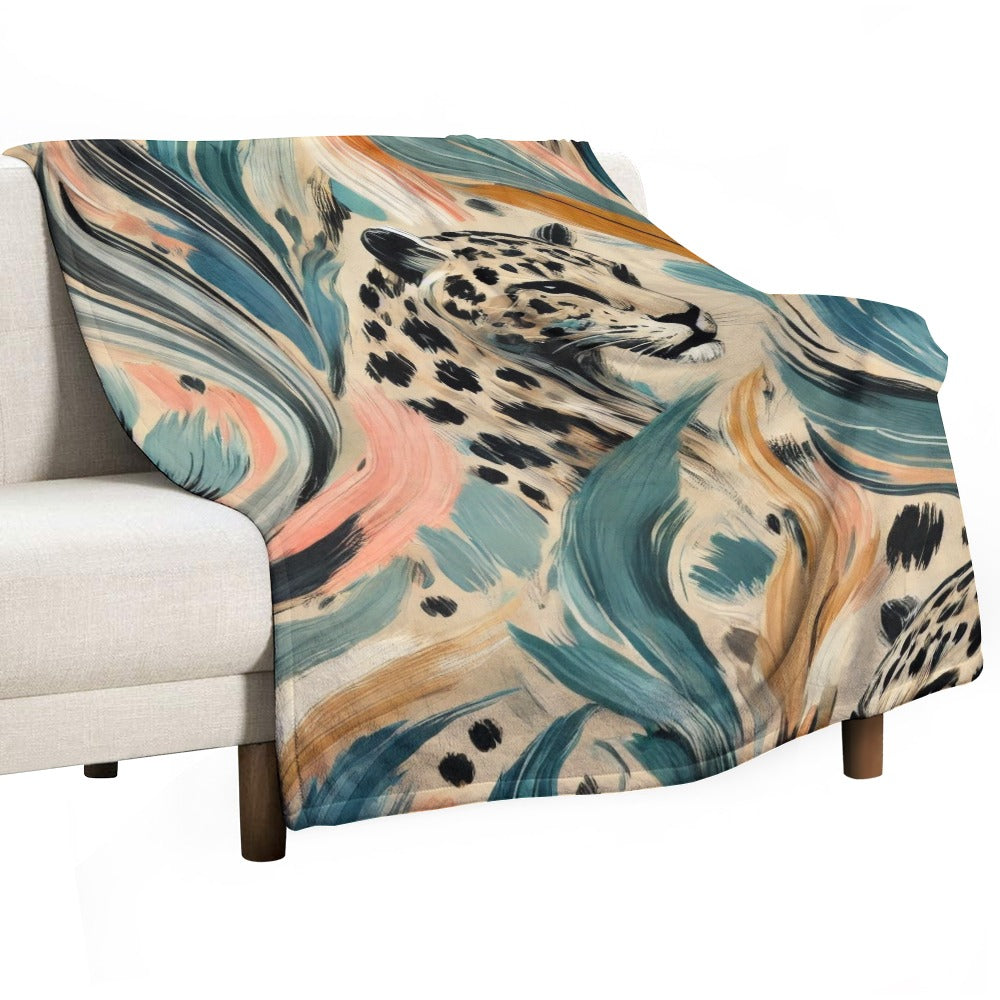 Wild Bloom Abstract Leopard Ultra-Soft Flannel Blanket Multiple Sizes