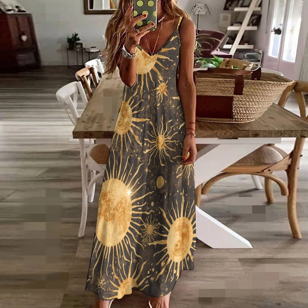 Golden Solar Reverie Sling Ankle Long Dress