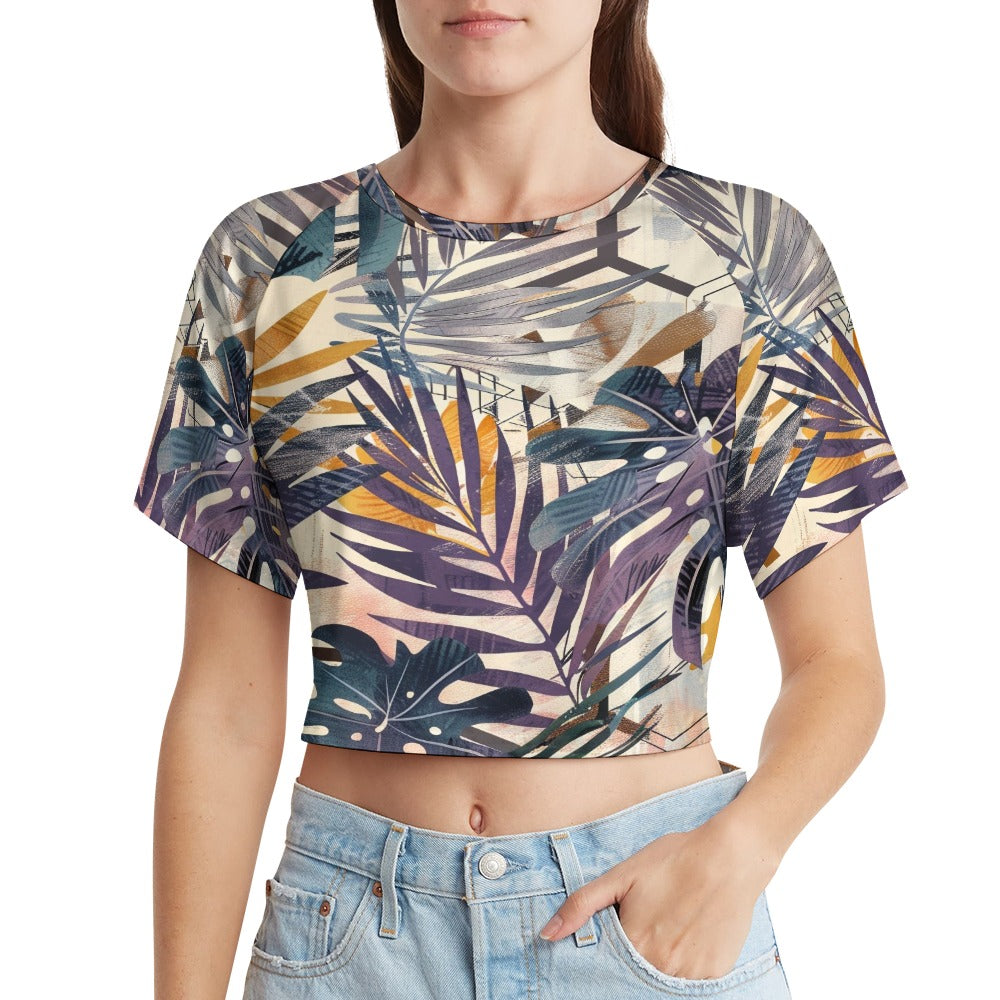 Tropical Mirage Short sleeved navel exposed T-shirt