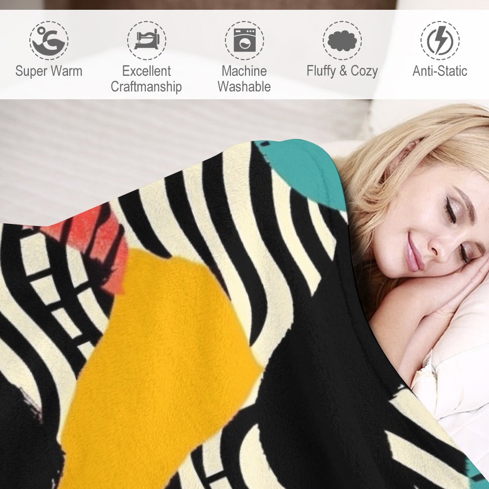 Waves of colour and motion Ultra-Soft Flannel Blanket Multiple Sizes