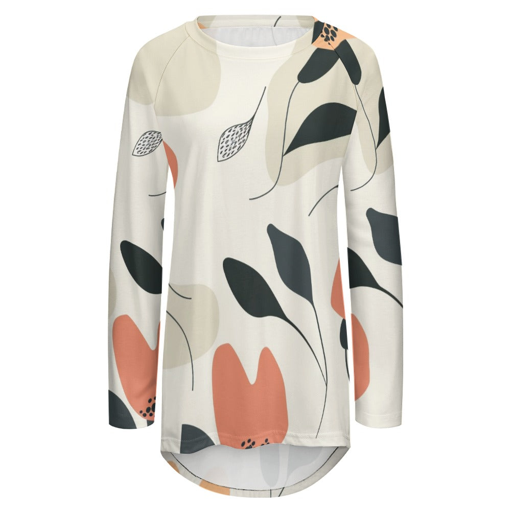 Abstract Garden Breeze Long Crew Neck Long Sleeve T-Shirt