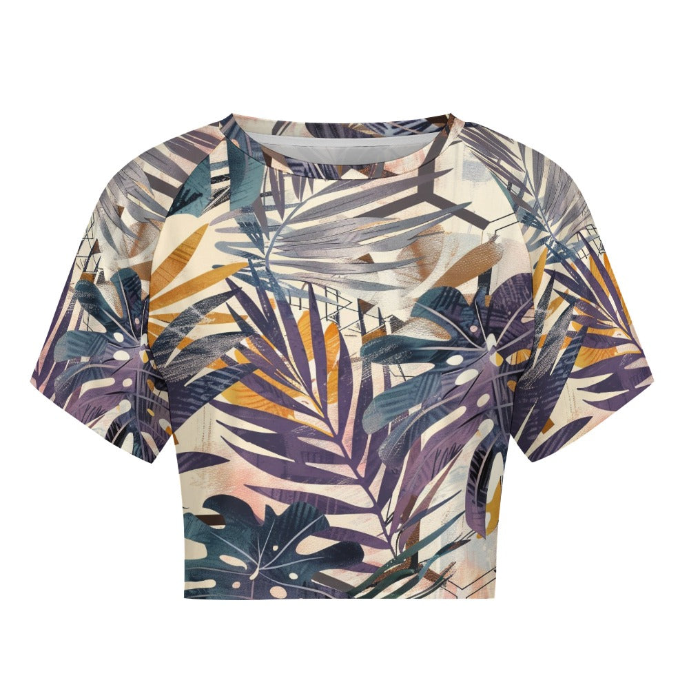 Tropical Mirage Short sleeved navel exposed T-shirt