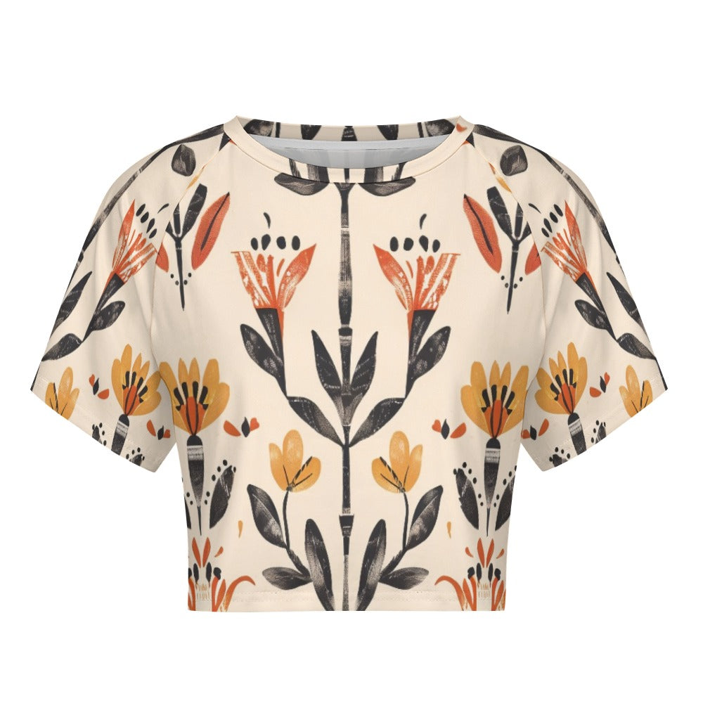 Folk Ember Bloom Short sleeved navel exposed T-shirt