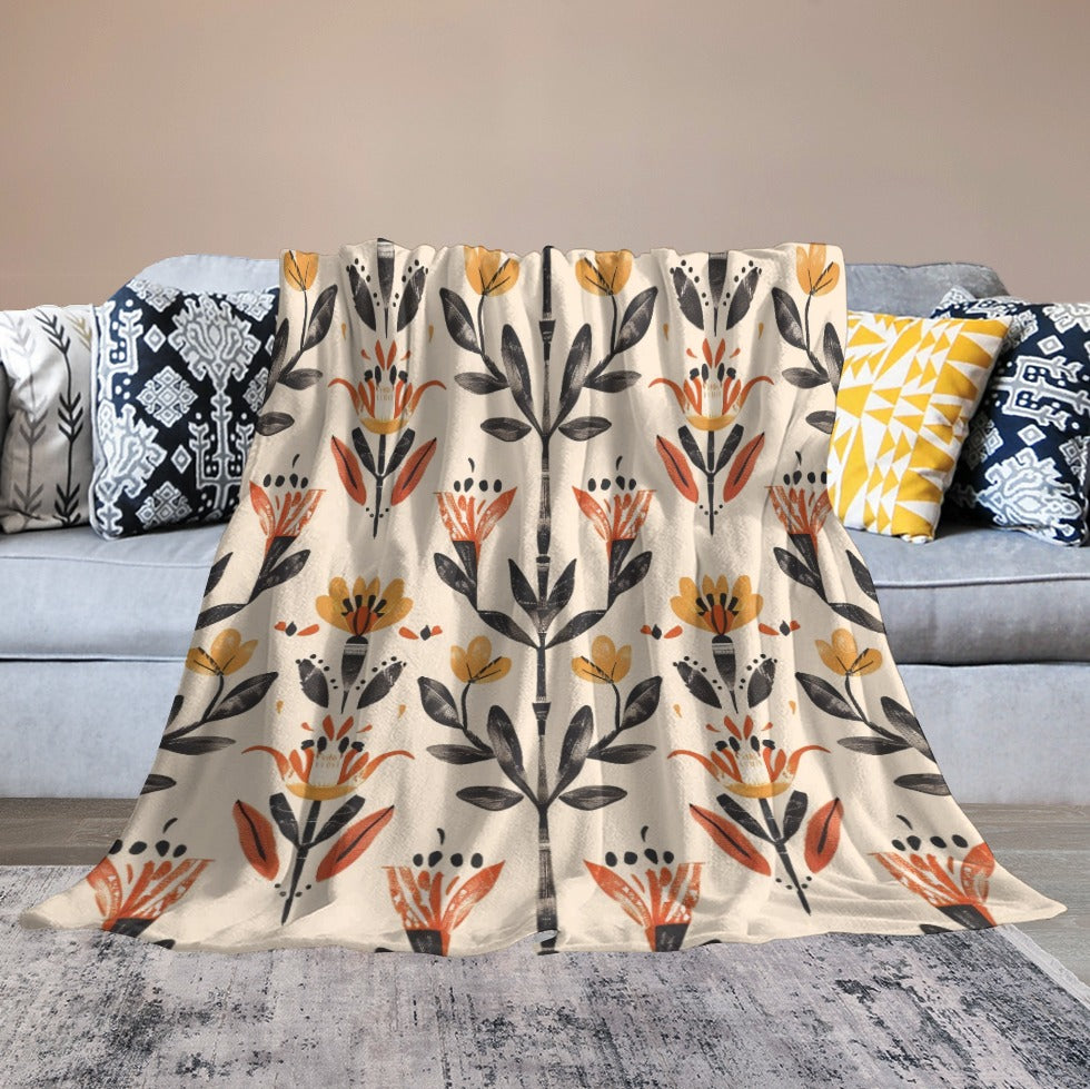 Folk Ember Bloom Ultra-Soft Flannel Blanket Multiple Sizes
