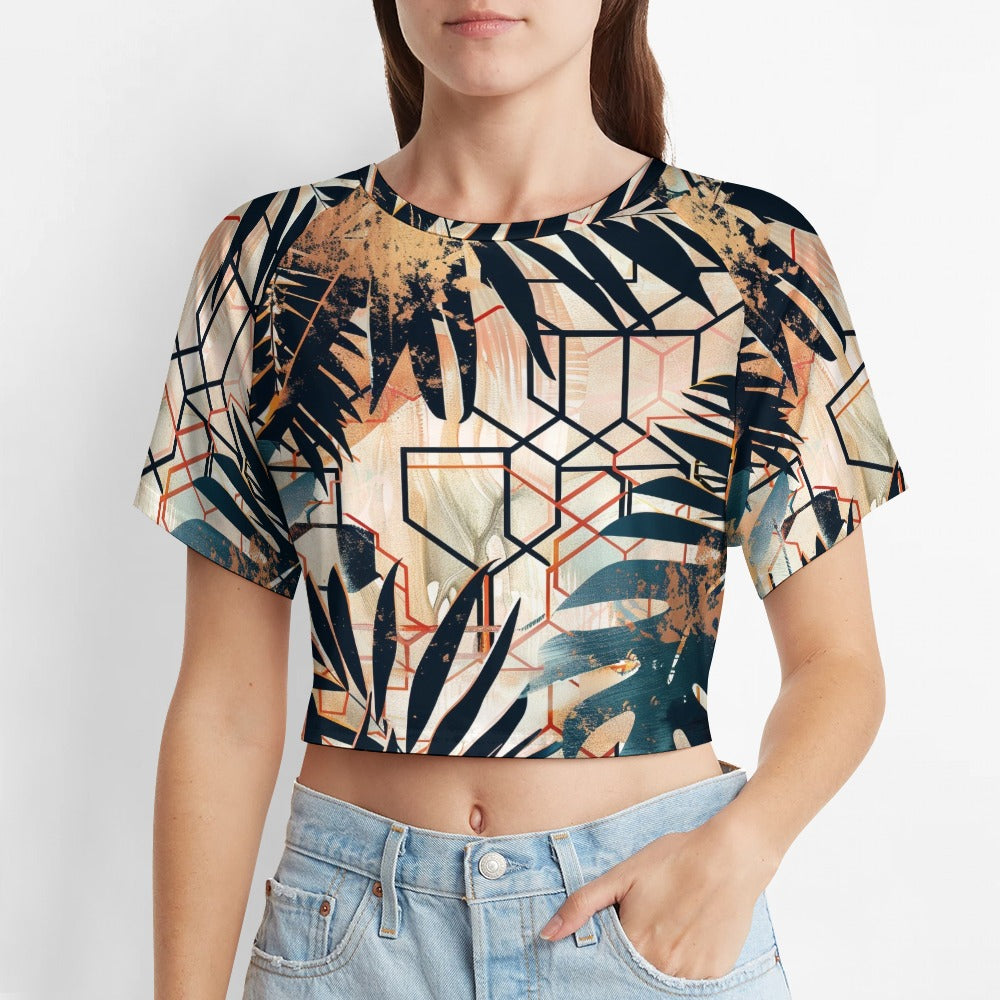 Tropical Geometry Short sleeved navel exposed T-shirt