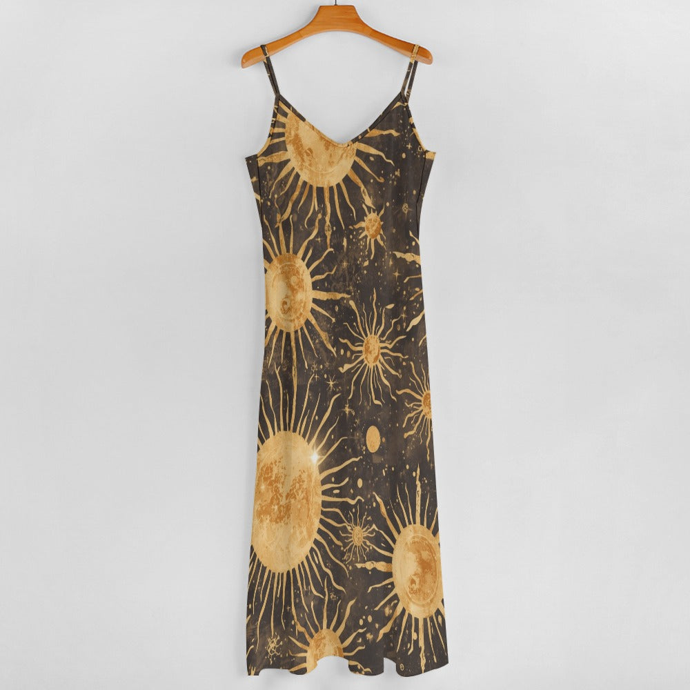Golden Solar Reverie Sling Ankle Long Dress