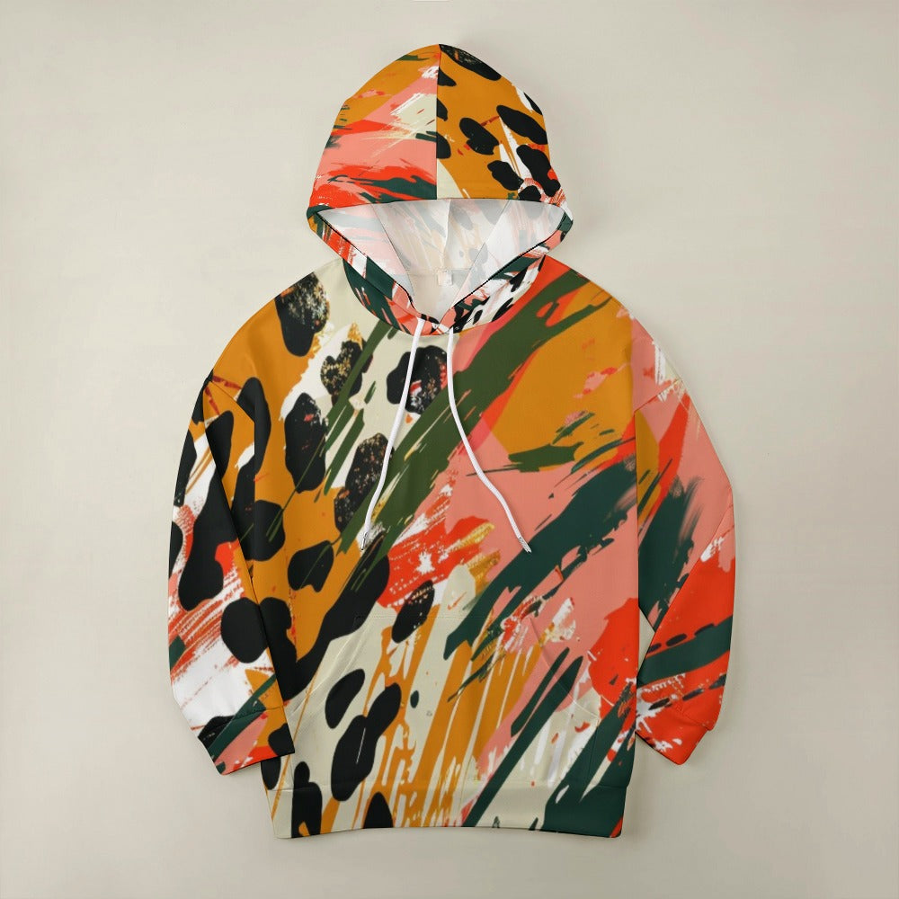 Wild Fusion – Abstract Animal Print Energy Dropped Sleeve Hoodie