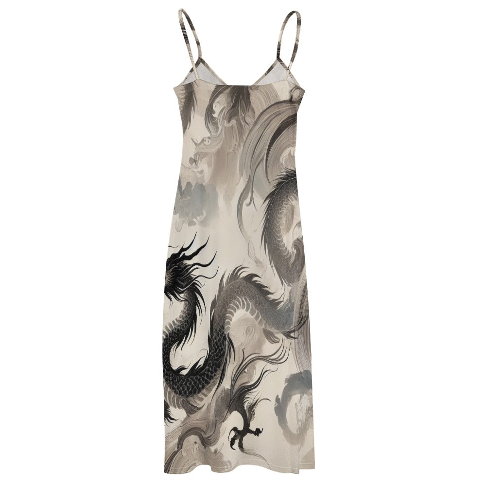 Whispers of the Celestial Dragon Sling Ankle Long Dress