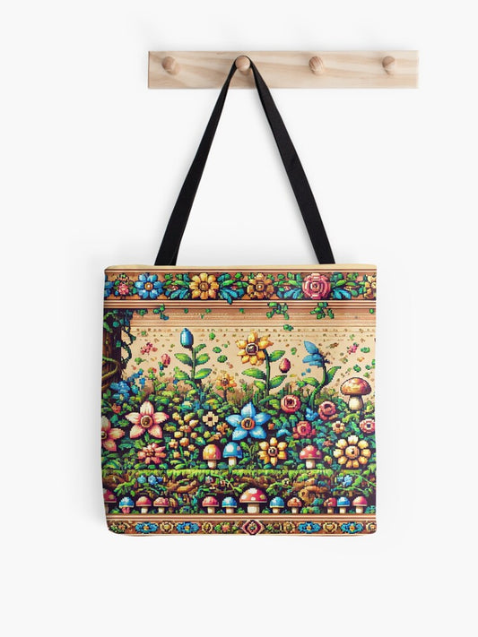 Pixel Bloom Garden Tote Bag