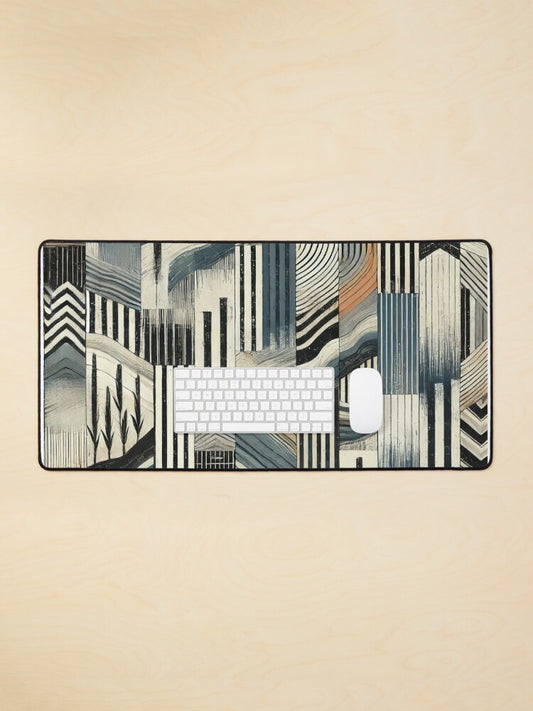 Waves of Contrast – Painterly Stripes in Grayscale Mouse Pad