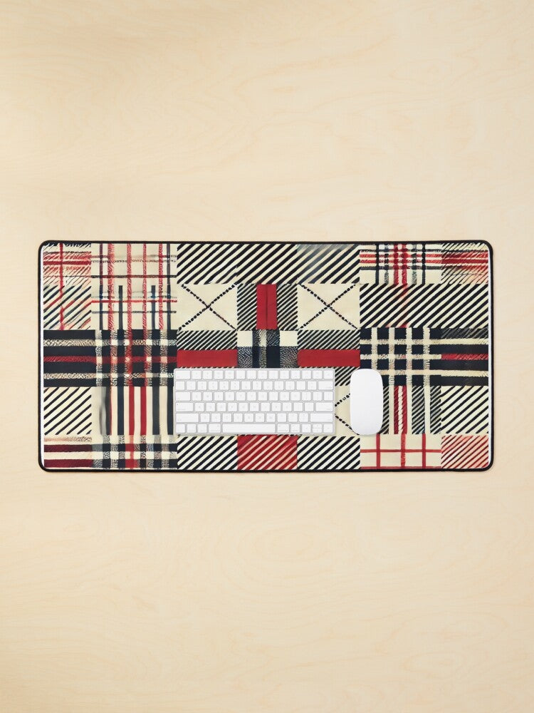 Retro Picnic Grid – Minimalist 1950s Plaid Pattern Mouse Pad