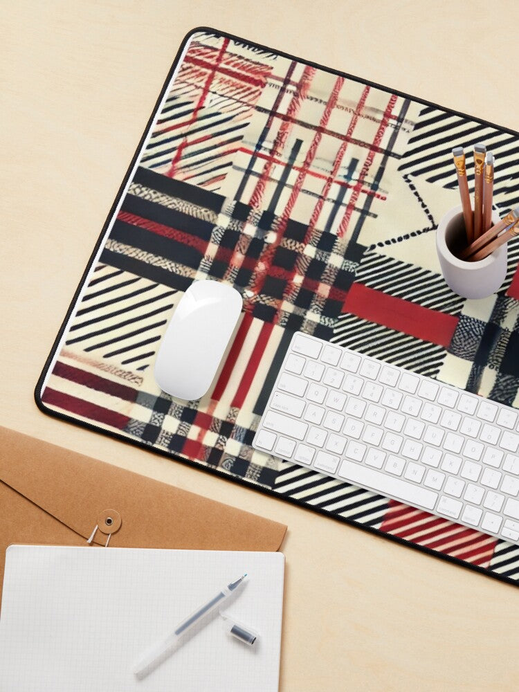 Retro Picnic Grid – Minimalist 1950s Plaid Pattern Mouse Pad