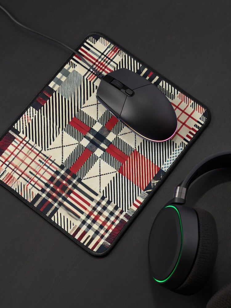 Retro Picnic Grid – Minimalist 1950s Plaid Pattern Mouse Pad