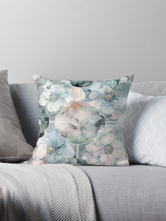 Watercolour Blossom Mosaic Pillow