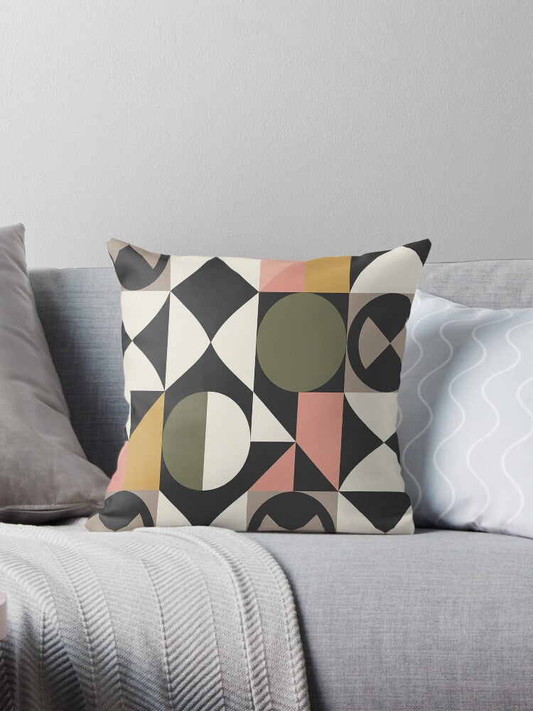 Retro Modern Geometric Harmony Pillow