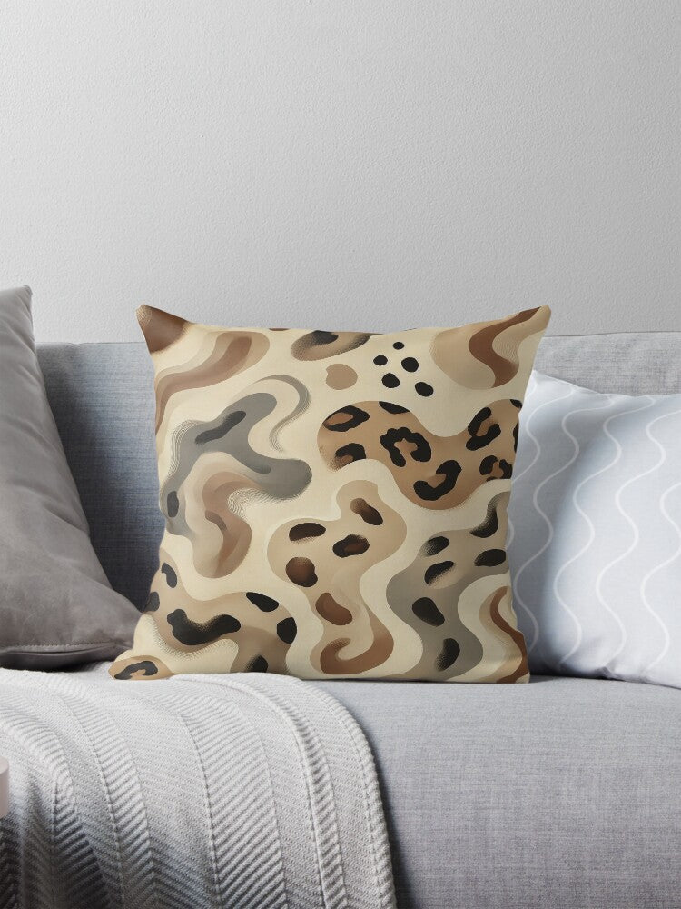 Urban Drift – Modern Abstract Leopard Print Pillow