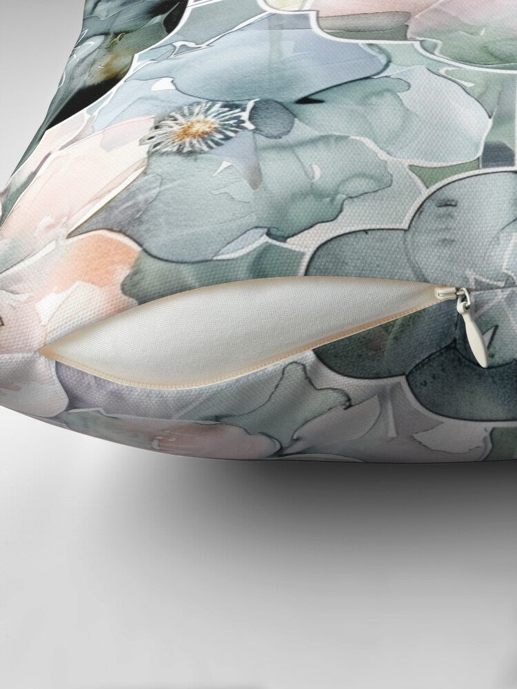 Watercolour Blossom Mosaic Pillow