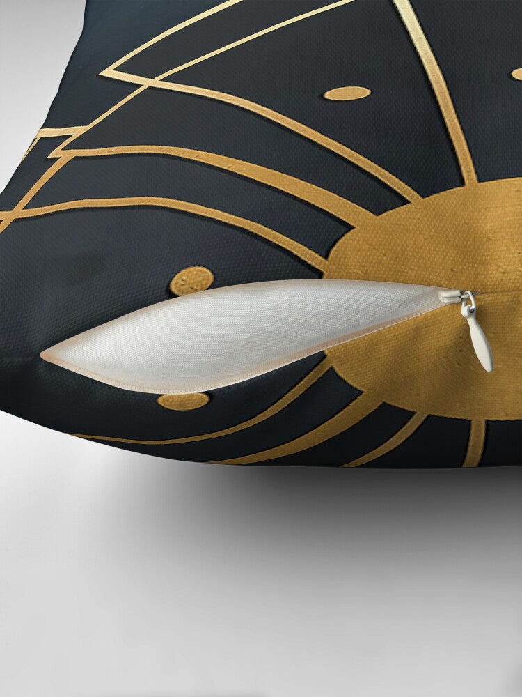 Golden Art Deco Geometric Elegance Pillow