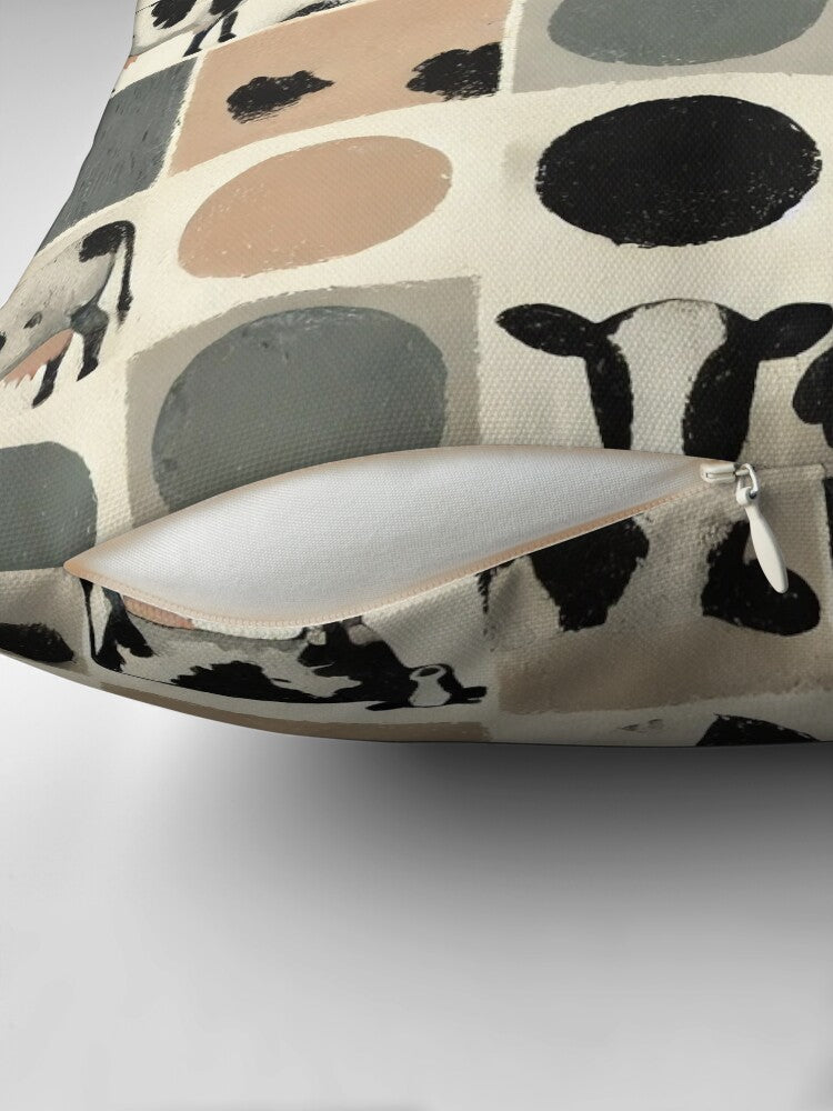 Modern Brushed Cowhide – Minimalist Spot Pattern Pillow