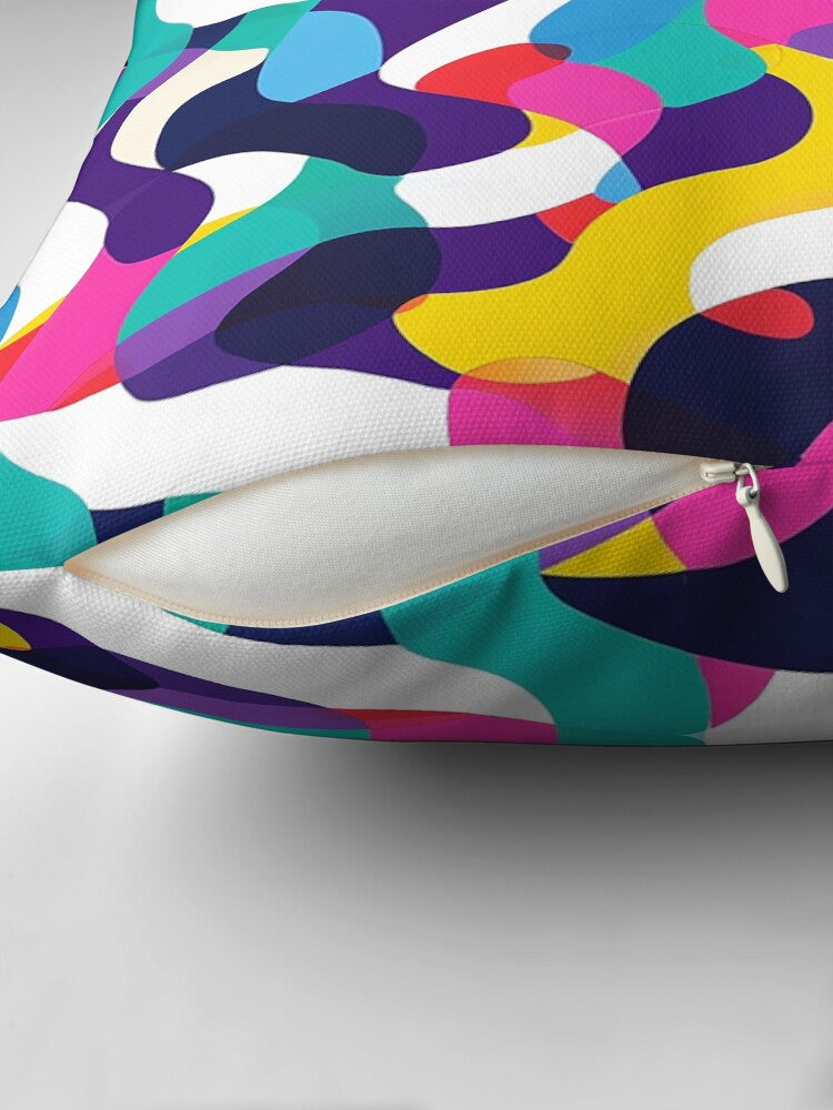 Dopamine Wave — Colorful Abstract Seamless Pattern Pillow
