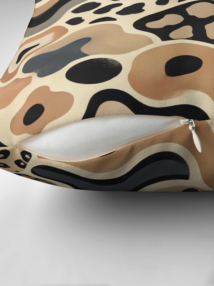 Bold Safari Flow – Modern Abstract Leopard Print Pillow